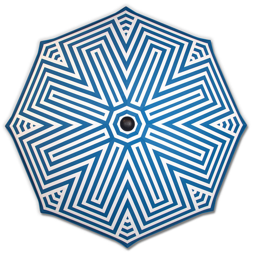 Blue Mediterranean & Double Black Base - Mills-Parasols.com - 2